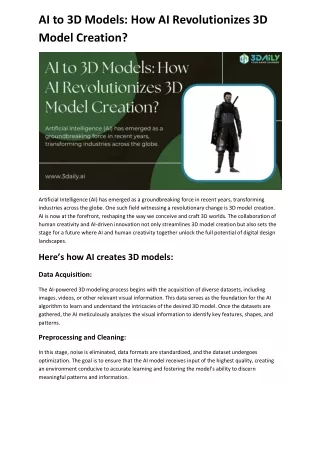 ai to 3d models how ai revolutionizes 3d model