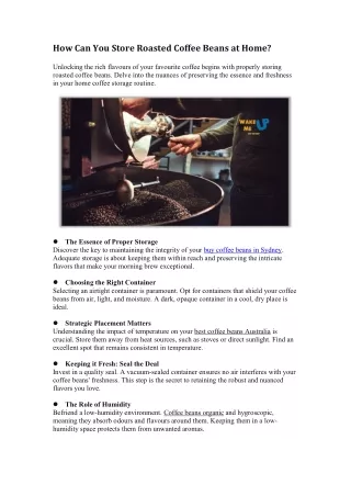 how can you store roasted coffee beans at home