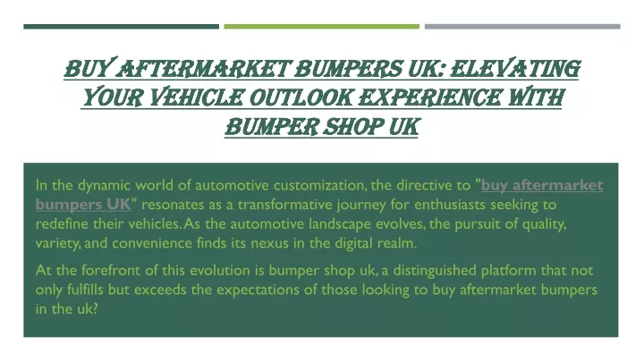 buy aftermarket bumpers uk elevating your vehicle outlook experience with bumper shop uk