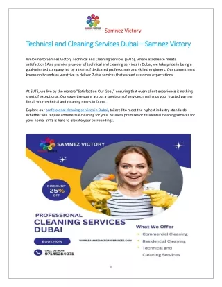 Professional Cleaning Services Dubai - Samnez Victory