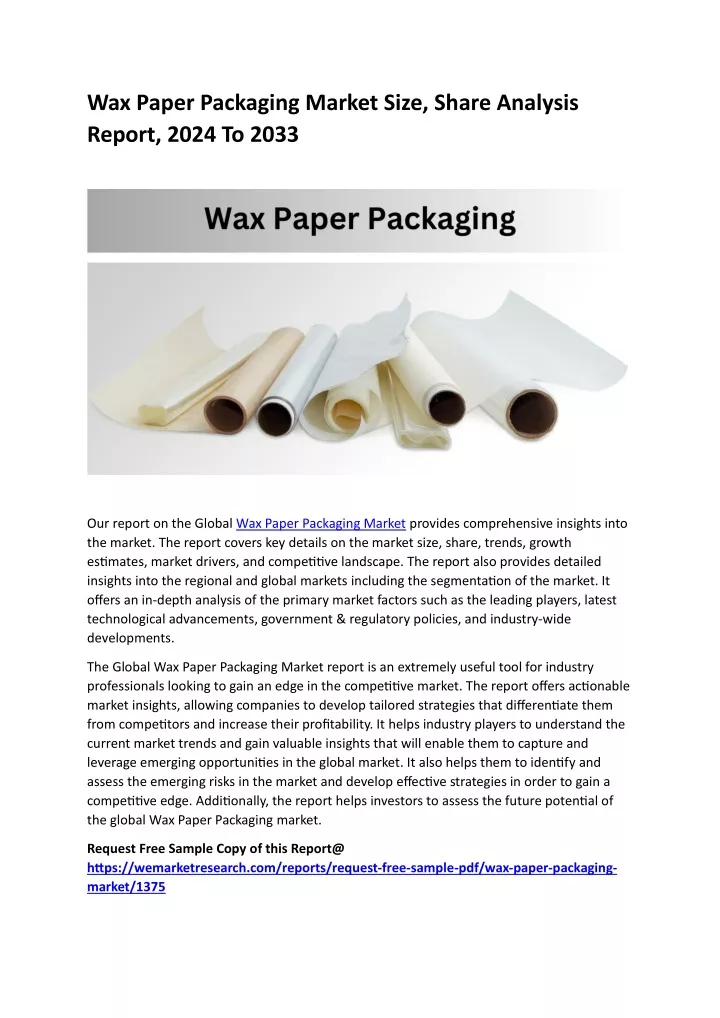 wax paper packaging market size share analysis
