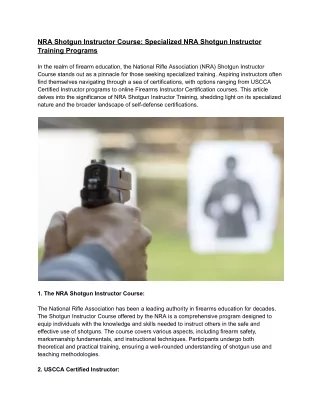 NRA Shotgun Instructor Course_ Specialized NRA Shotgun Instructor Training Programs