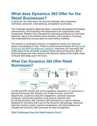 What does Dynamics 365 Offer for the Retail Businesses