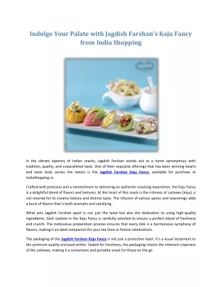 Indulge Your Palate with Jagdish Farshan's Kaju Fancy from India Shopping