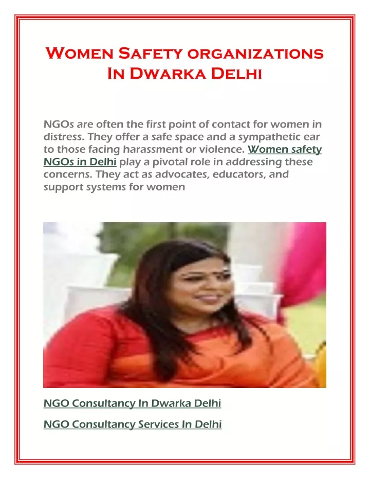 women safety organizations in dwarka delhi