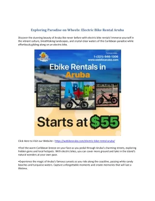 Exploring Paradise on Wheels: Electric Bike Rental Aruba