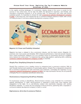 Future-Proof Your Store Exploring the Top E-commerce Website Solutions of 2024