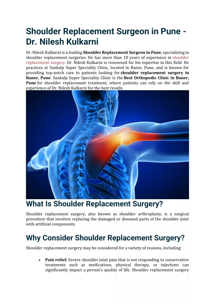 shoulder replacement surgeon in pune dr nilesh
