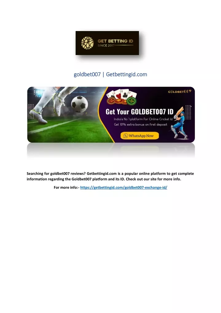 goldbet007 getbettingid com goldbet007