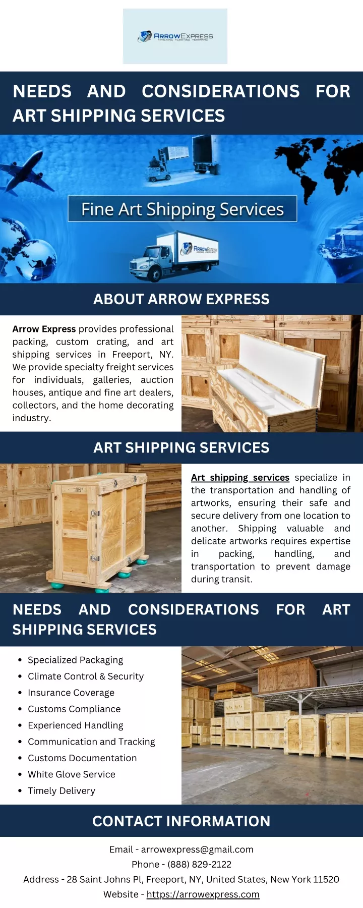 needs and considerations for art shipping services