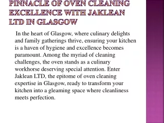 Oven cleaners Glasgow