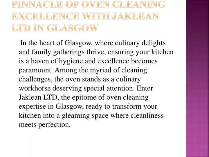 pinnacle of oven cleaning excellence with jaklean ltd in glasgow