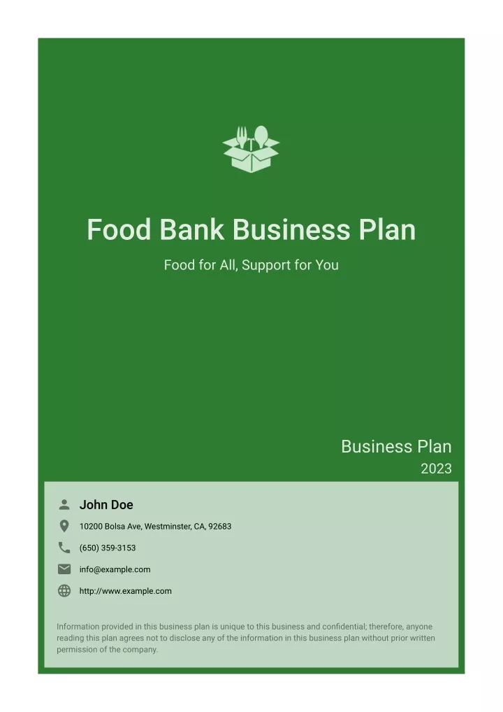 food bank business plan