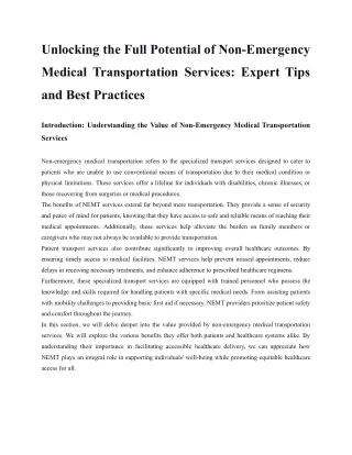 Unlocking the Full Potential of Non-Emergency Medical Transportation Services_ Expert Tips and Best Practices