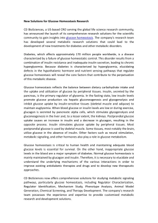 Glucose Homeostasis