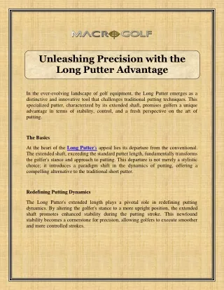 Unleashing Precision with the Long Putter Advantage