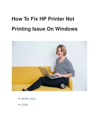How To Fix HP Printer Not Printing Issue On Windows
