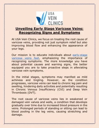 unveiling early stage varicose veins recognizing