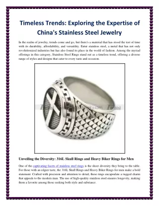 Timeless Trends Exploring the Expertise of China's Stainless Steel Jewelry