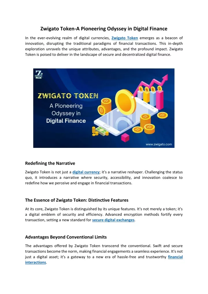 zwigato token a pioneering odyssey in digital