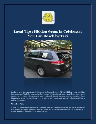 Local Tips Hidden Gems in Colchester You Can Reach by Taxi