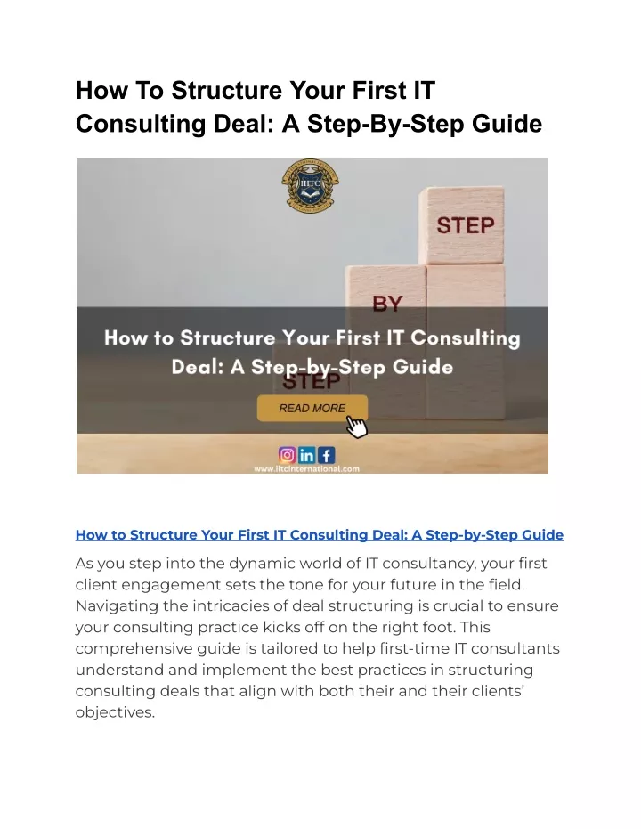 how to structure your first it consulting deal