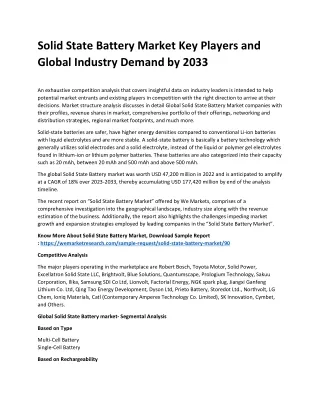 solid state battery market key players and global