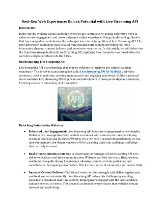 Next-Gen Web Experience: Unlock Potential with Live Streaming API