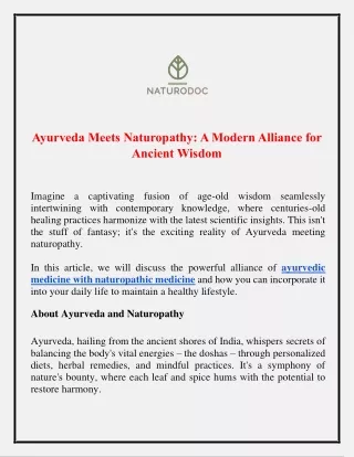 Ayurveda Meets Naturopathy A Modern Alliance for Ancient Wisdom