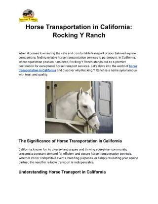 Horse Transportation in California_ Rocking Y Ranch