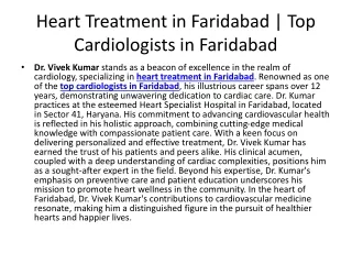 Heart Treatment in Faridabad