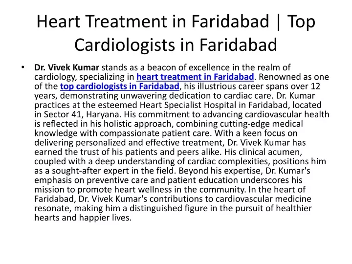 heart treatment in faridabad top cardiologists in faridabad