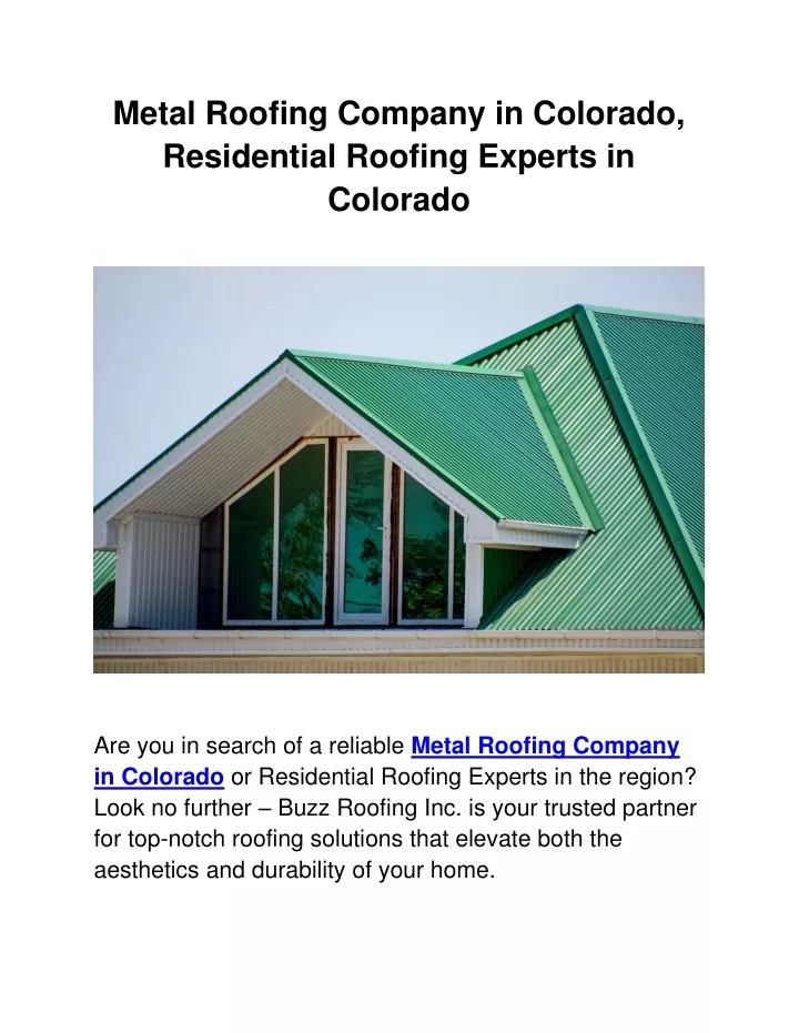 metal roofing company in colorado residential