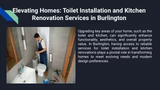 Toilet Installation and Kitchen Renovation Services in Burlington