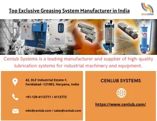 Top Exclusive Greasing System Manufacturer in India