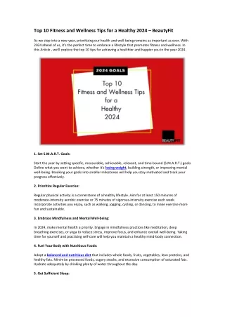 Top 10 Fitness and Wellness Tips for a Healthy 2024 – BeautyFit