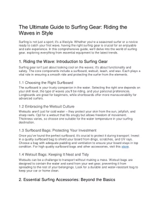 The Ultimate Guide to Surfing Gear