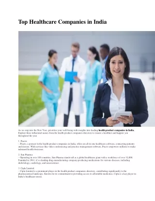 top healthcare companies in india