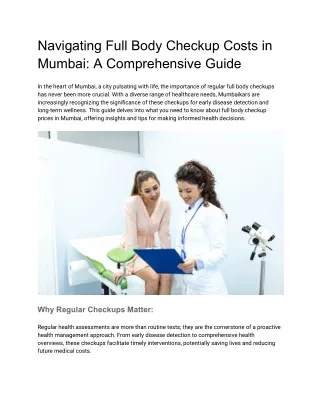 Navigating Full Body Checkup Costs in Mumbai A Comprehensive Guide