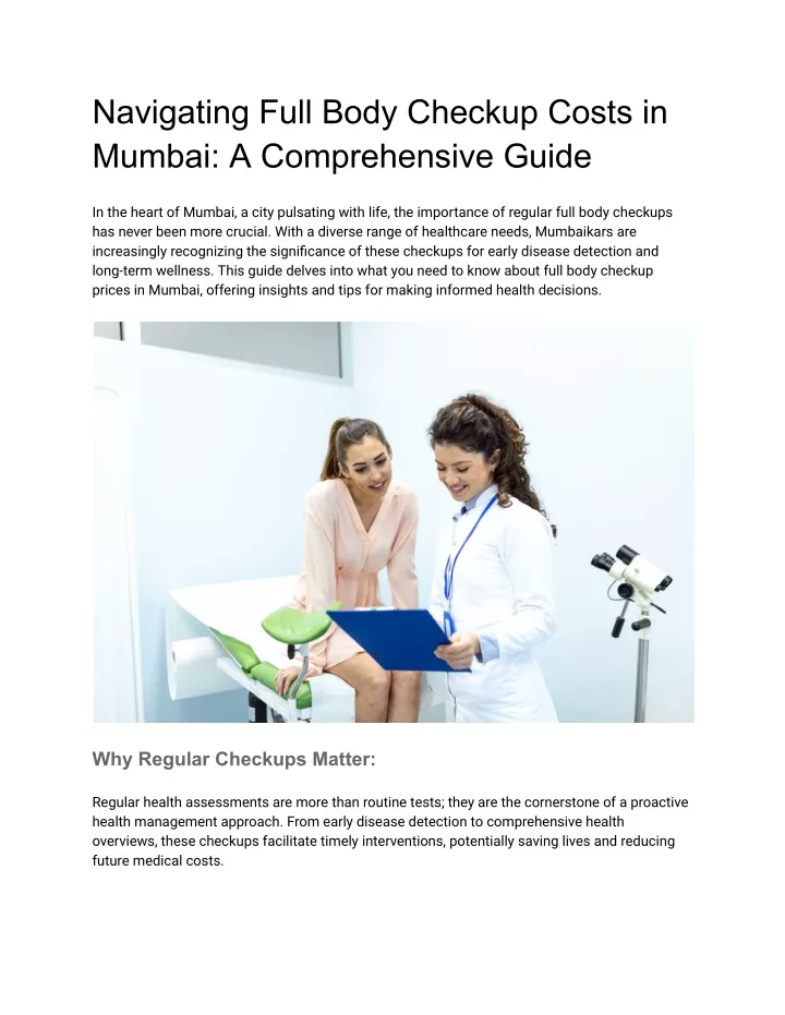 navigating full body checkup costs in mumbai