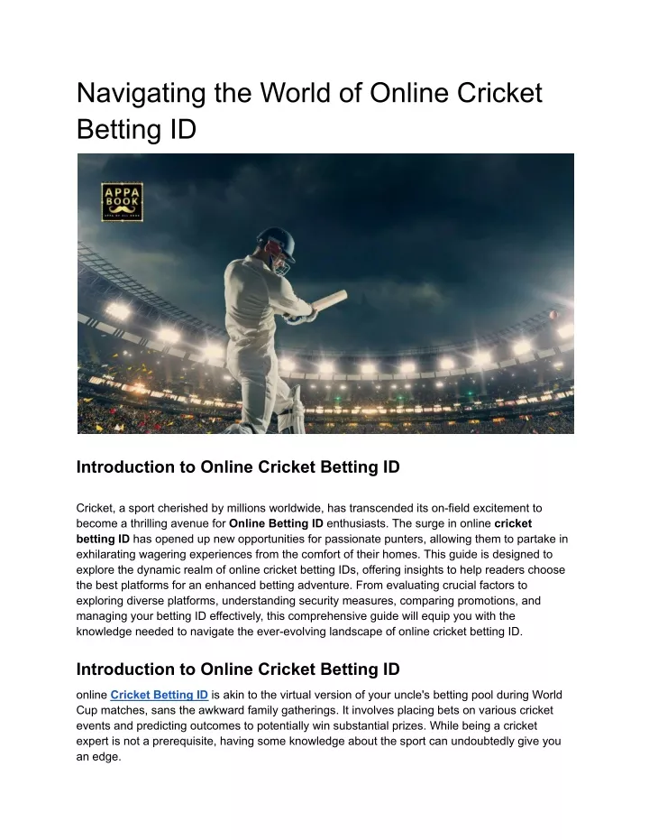 navigating the world of online cricket betting id