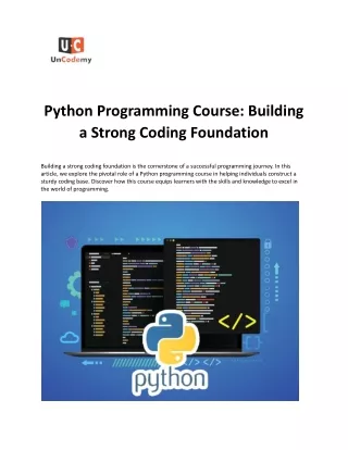 Python Programming Course: Building a Strong Coding Foundation