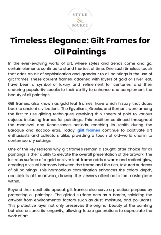 Timeless Elegance Gilt Frames for Oil Paintings