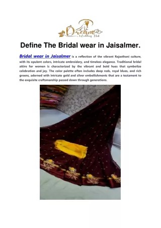 Define The Bridal wear in Jaisalmer.