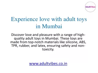 Experience love with adult toys in Mumbai