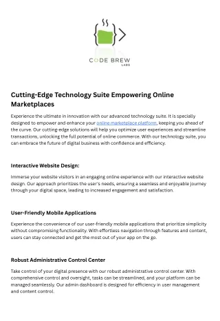 Cutting-Edge Technology Suite Empowering Online Marketplaces