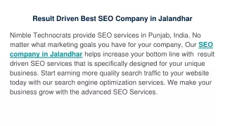 Result Driven Best SEO Company in Jalandhar