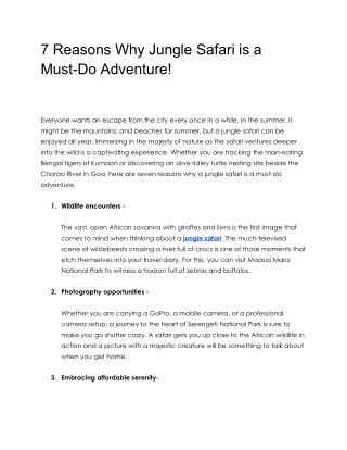 7 reasons why jungle safari is a must do adventure