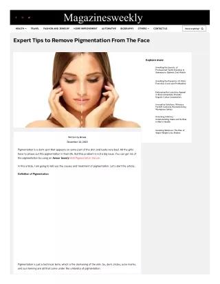 Expert Tips to Remove Pigmentation From The Face