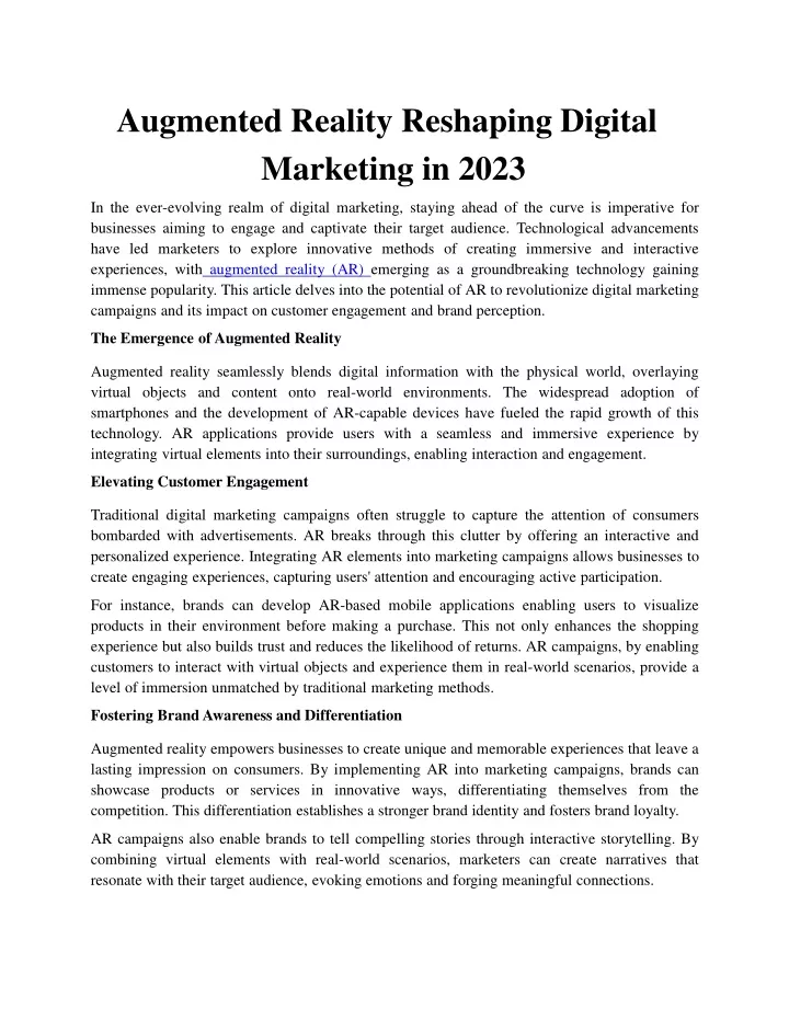 augmented reality reshaping digital marketing